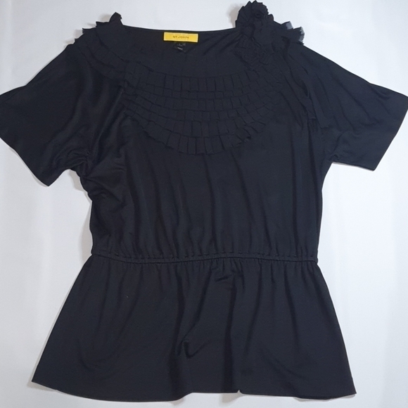 St John  100% Silk Ruffled Floral Detail  bow Silk Top - Picture 3 of 7